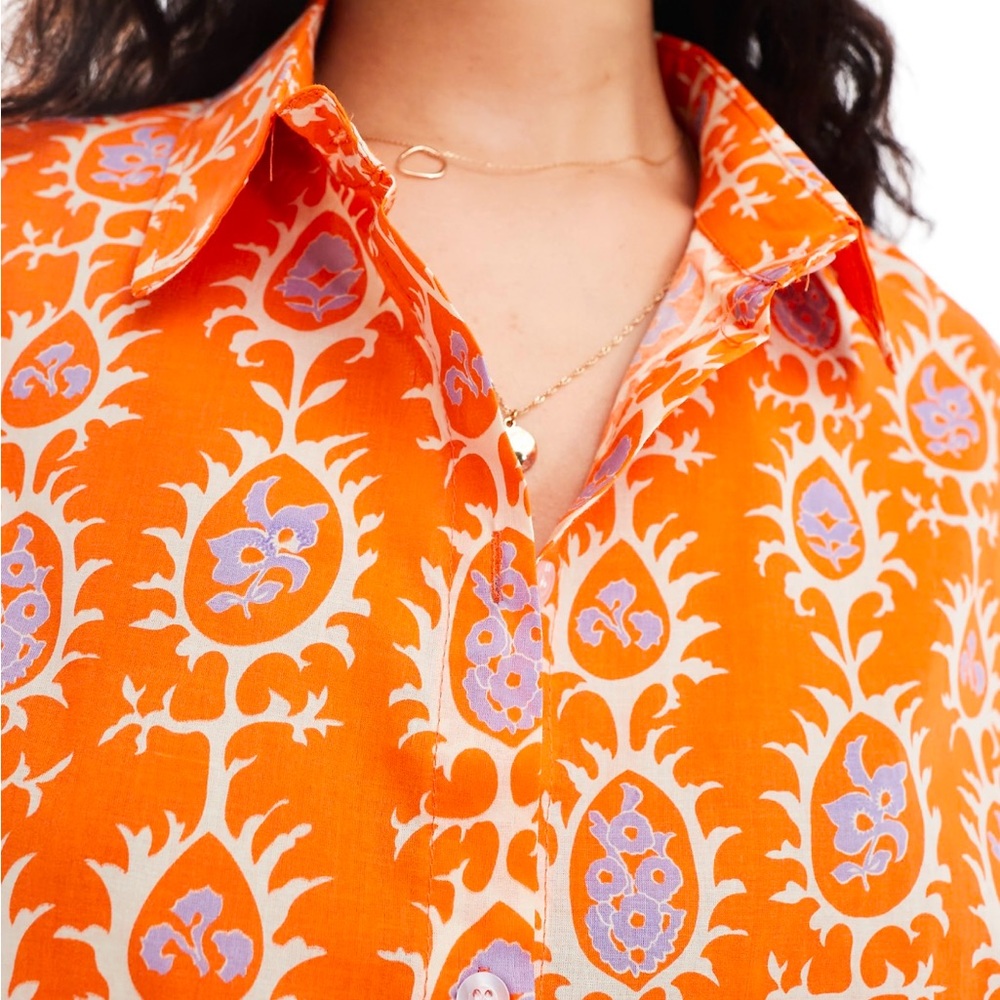 Bright Orange Patterned Two-Piece Set - image 4